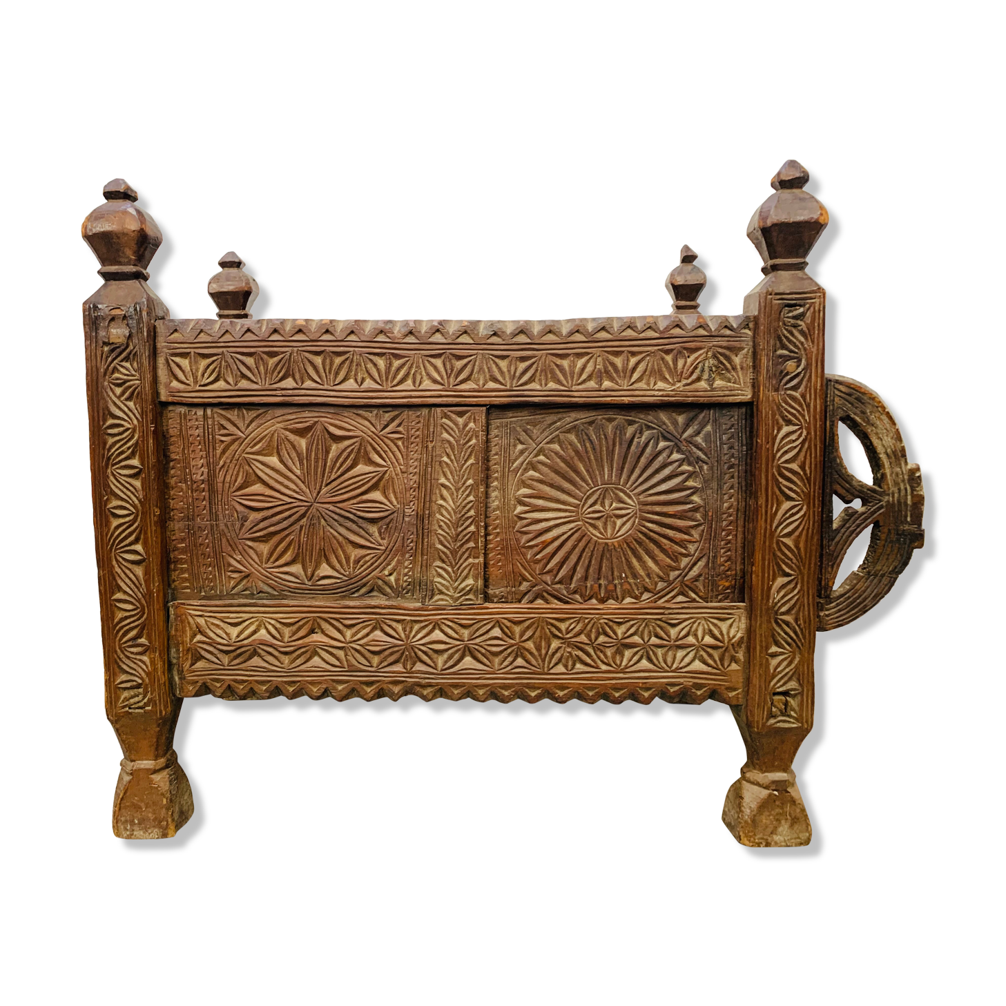 Old oriental wedding chest solid wood primitive design