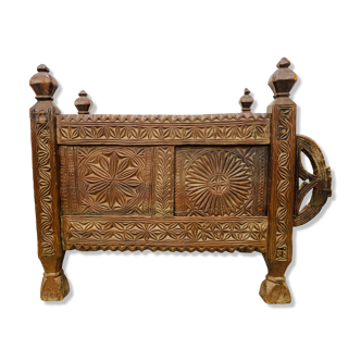 Old oriental wedding chest solid wood primitive design