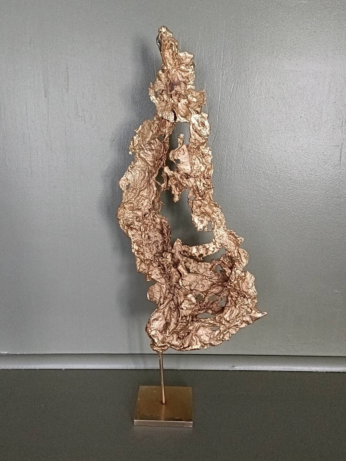 Brutalist brass sculpture, Philippe Cheverny, 1970