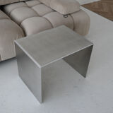 Minimalist brushed aluminum side table