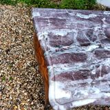 Old marquetry chest of drawers, Louis XV style marble top