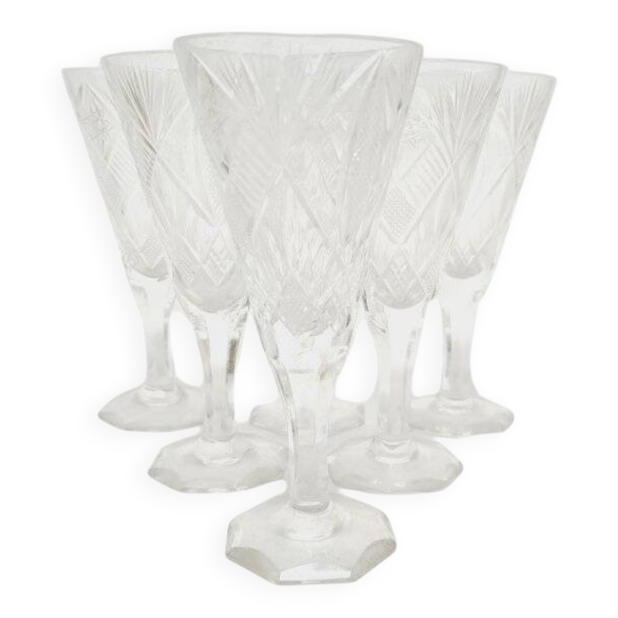 Art Deco Polish champagne glasses, 1900s, set of 6