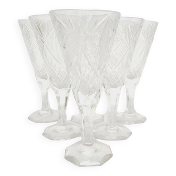 6 verres à champagne Art Déco polonais, années 1900