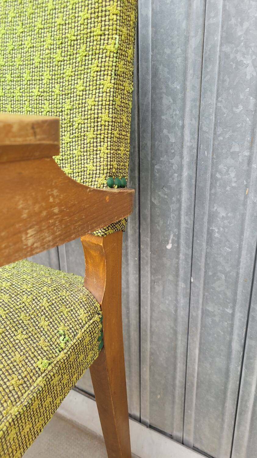 Pair of vintage bridge armchairs 1950s designer compass feet