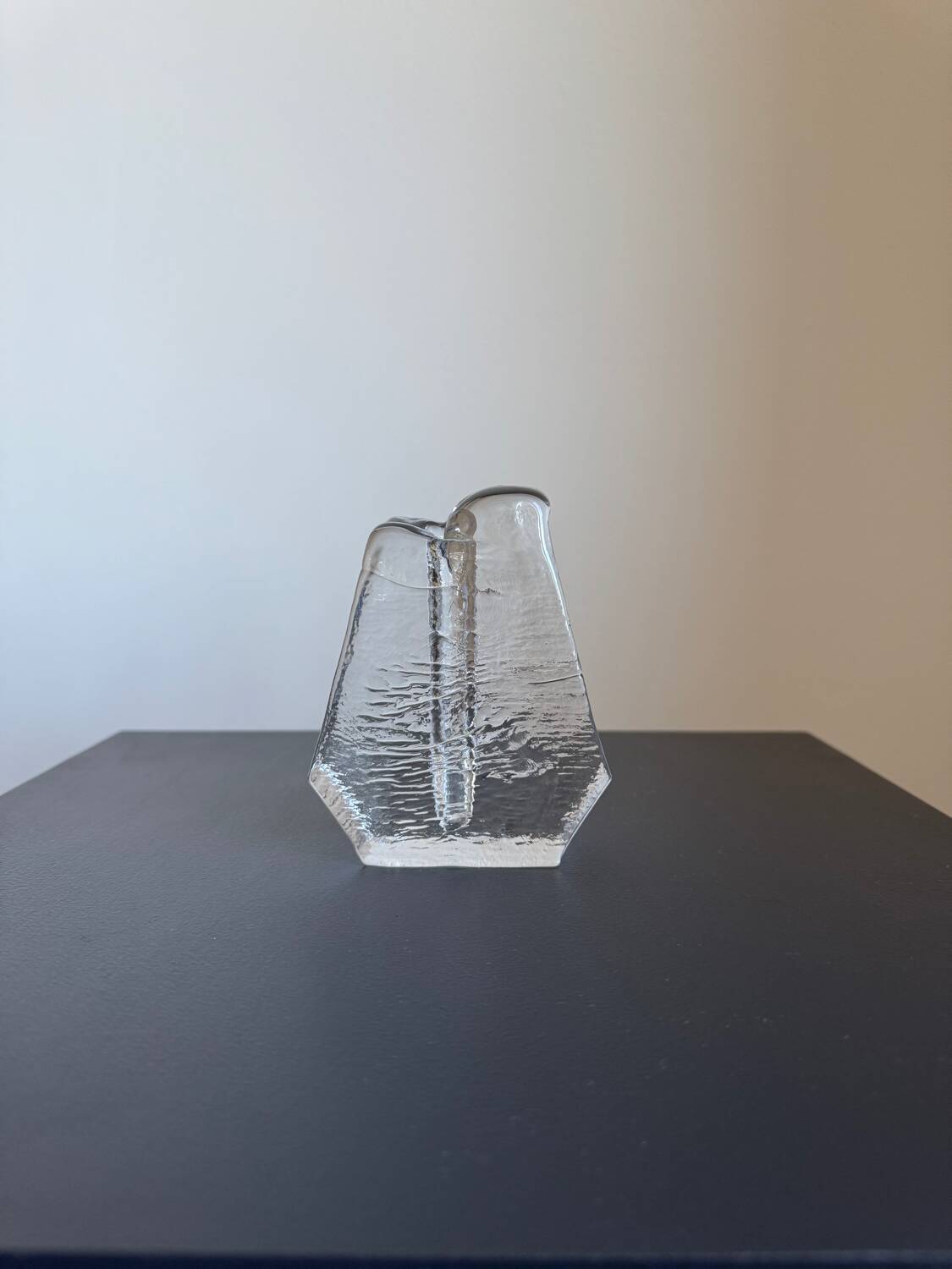 Textured glass button vase in mid-century brutalist style.