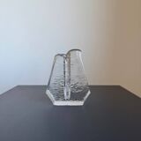 Textured glass button vase in mid-century brutalist style.