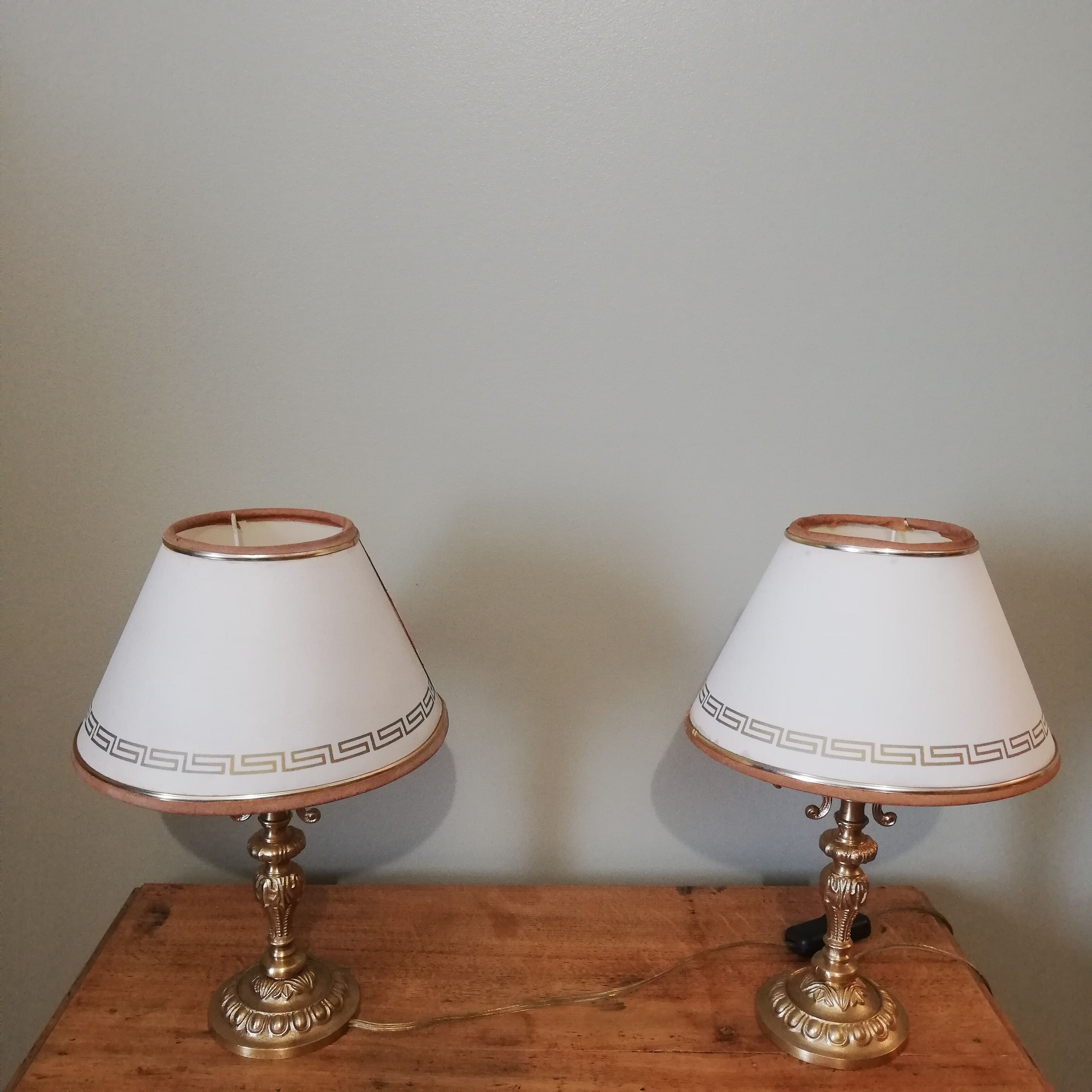 Pair of gilded bronze bedside lamps