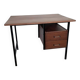 Bureau moderniste 2 tiroirs vintage en bois et métal noir