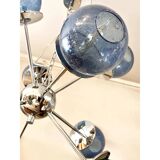 Mid-Century Modern Sputnik "Pulegoso" Blue Murano Glass Chandelier