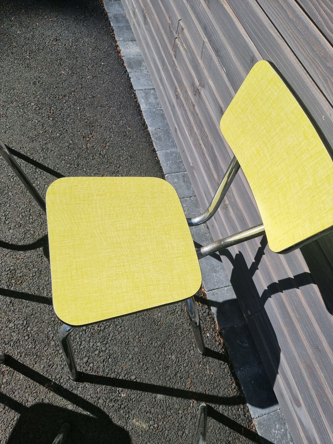 4 vintage Formica yellow chairs