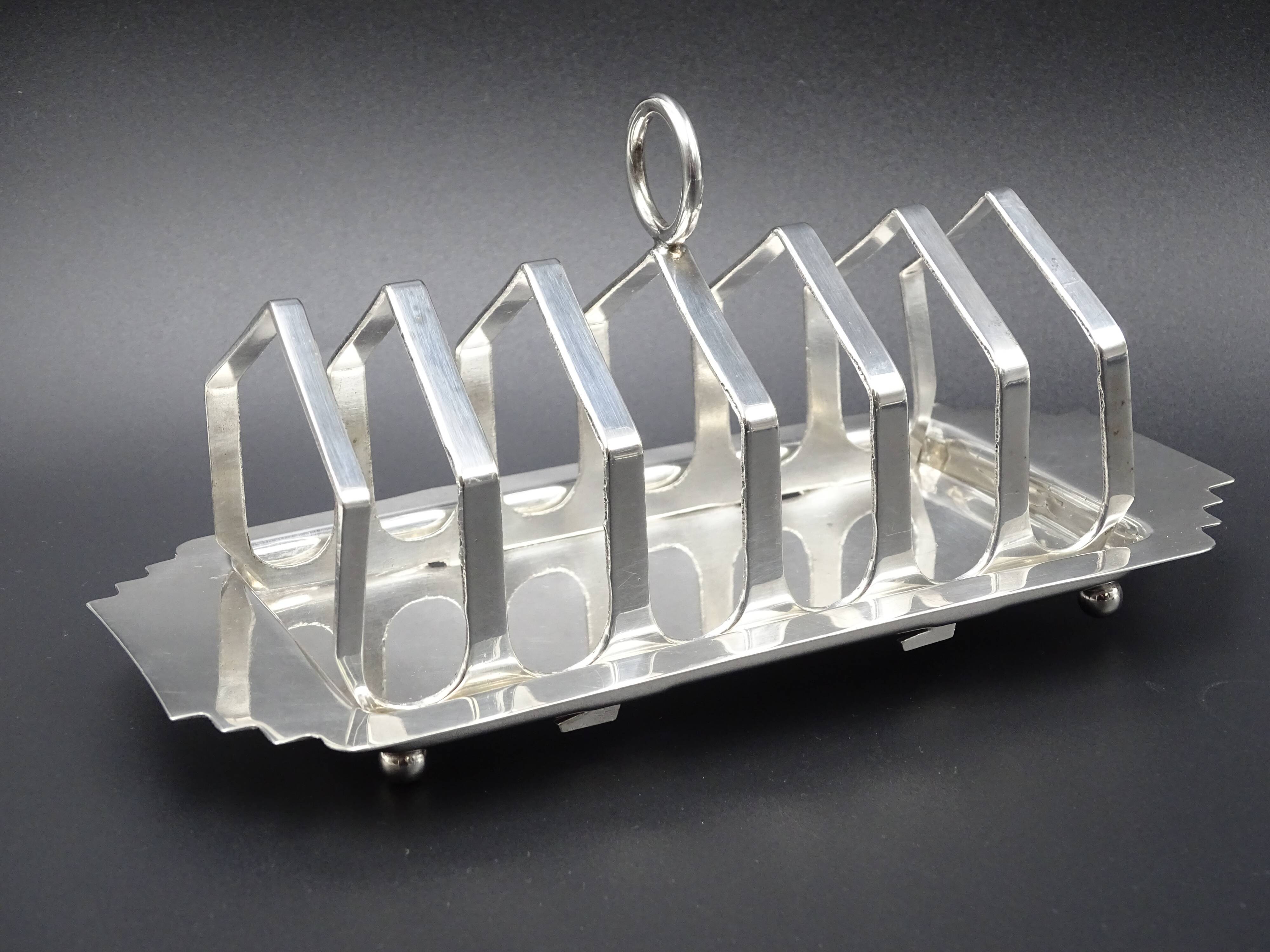 Silver metal toast holder, circa 1940 - good condition
