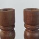 Brutalist turned wood candlestick pair