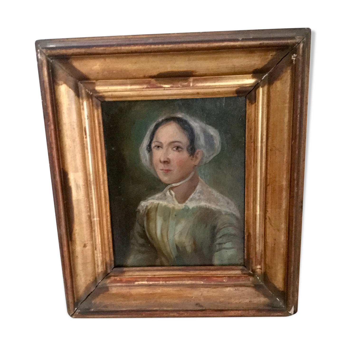 Old painting oil portrait 19th