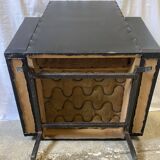 Black skai armchair from the 50s and 60s