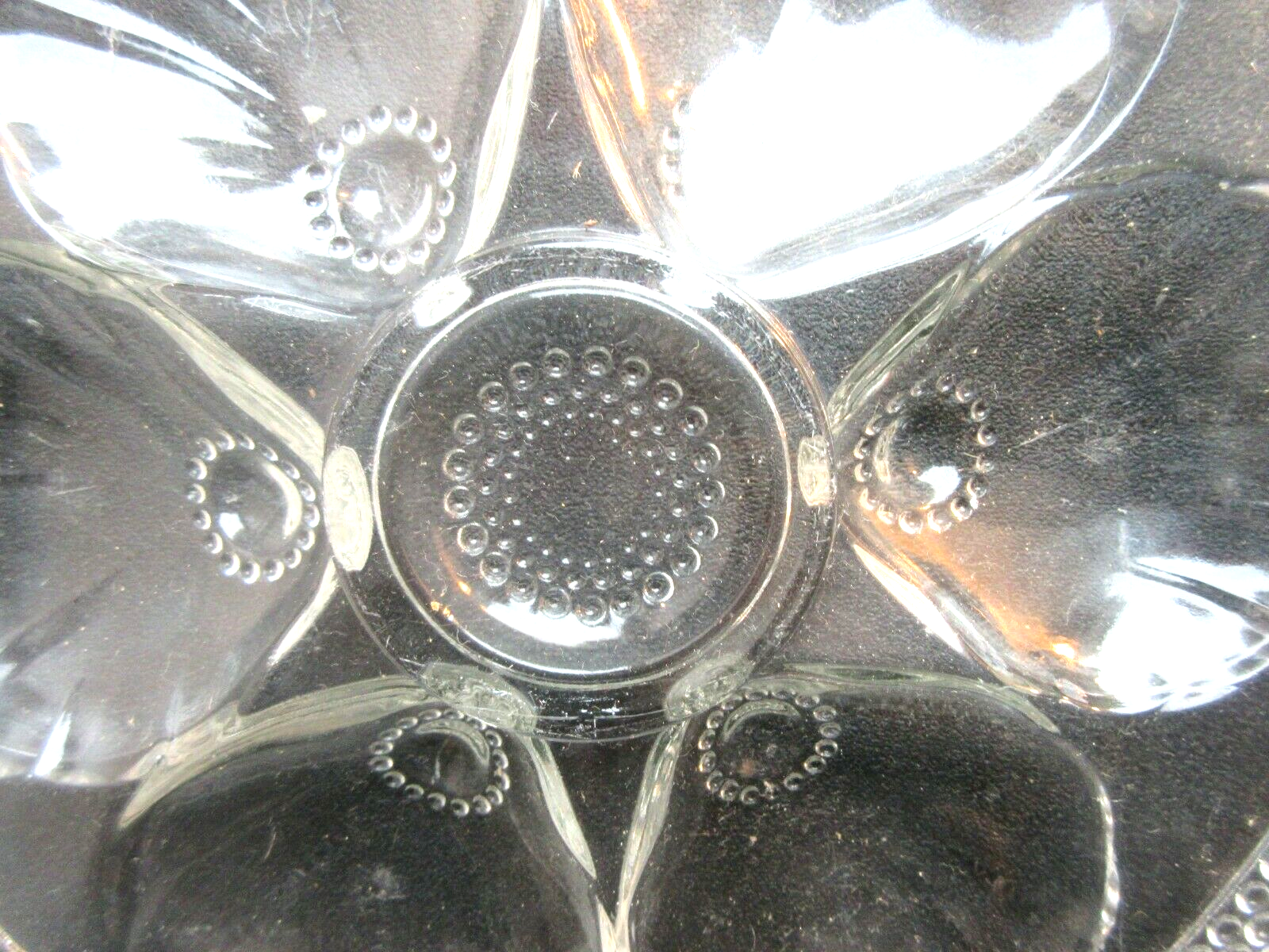 Set of 9 oyster plates in thick glass quite heavy, vintage or Art Deco