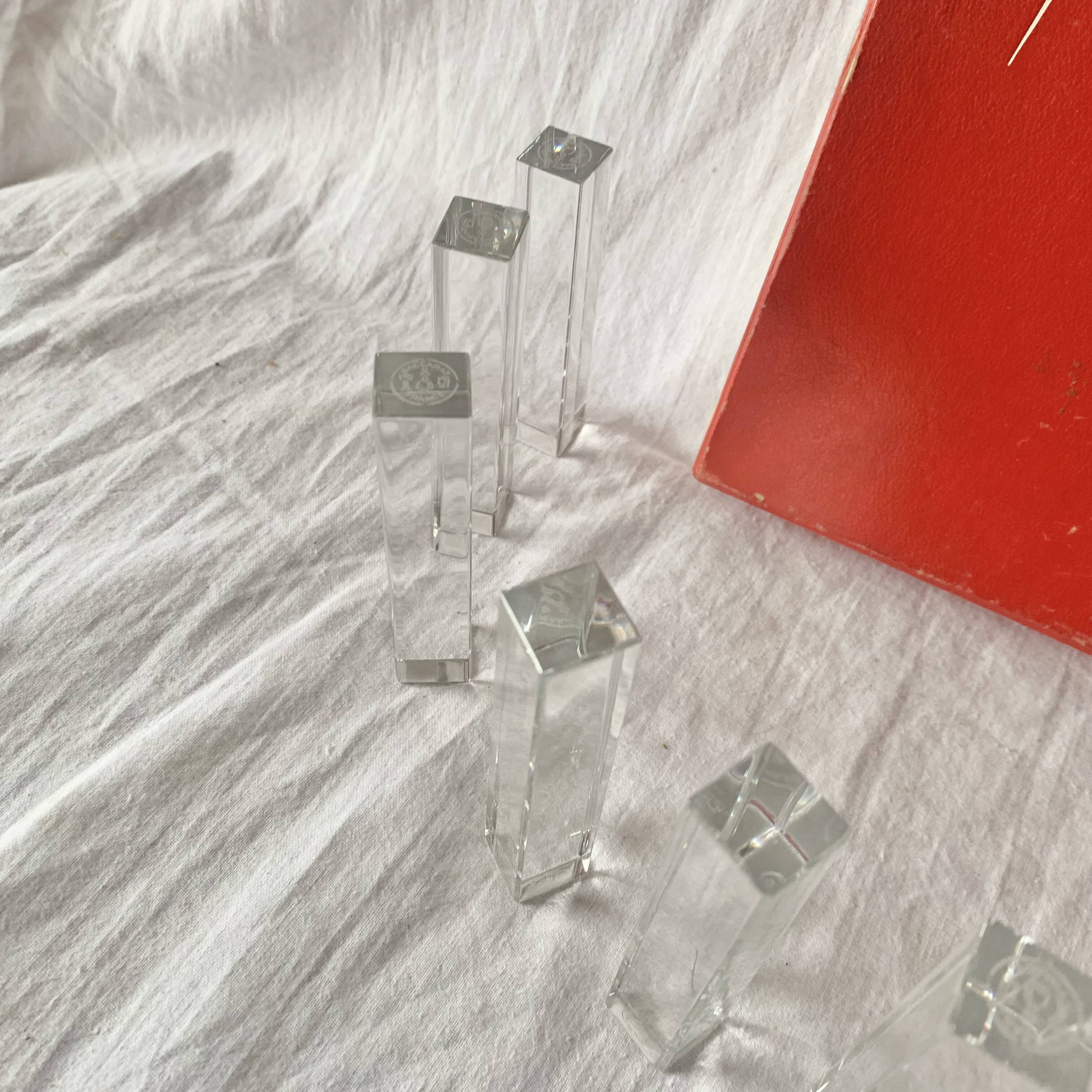 Set of 12 vintage Baccarat crystal knife rests with original box