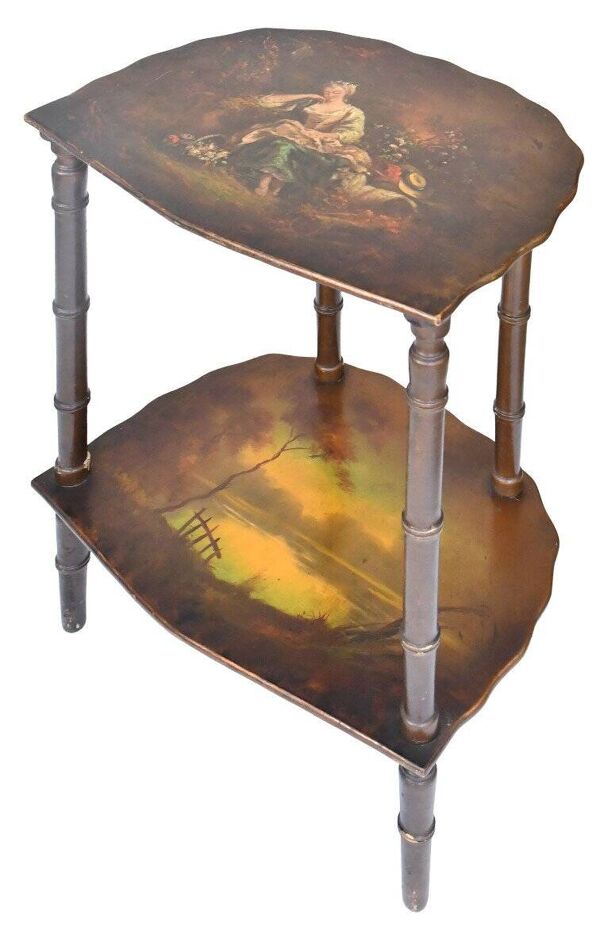 Sellette en bois à décor peint