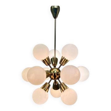 Chandelier de l'ère spatiale Sputnik par Kamenicky Senov, années 1970 - Tchécoslovaquie