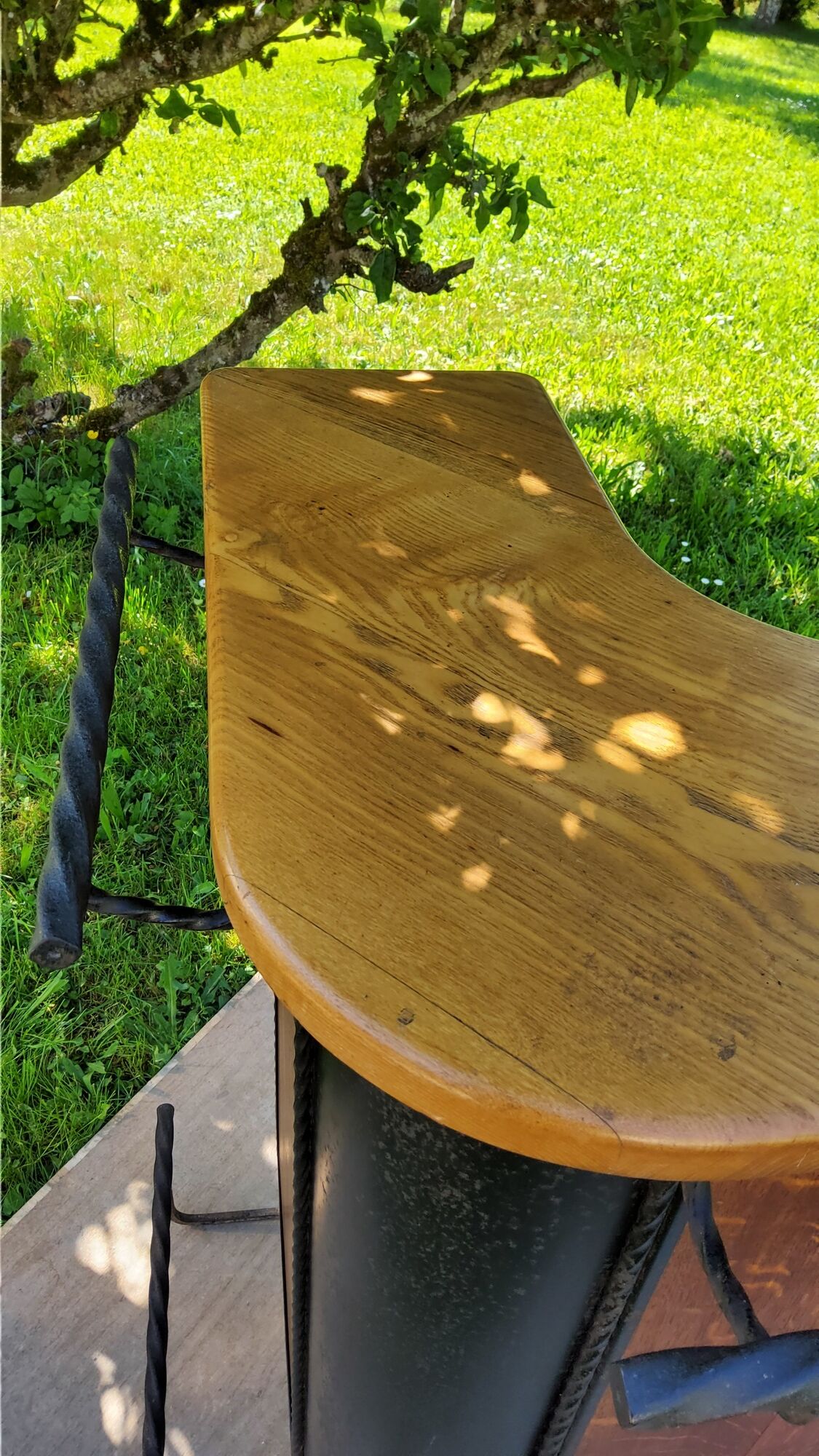 Bar from the 50s/60s in solid blond oak and black metal