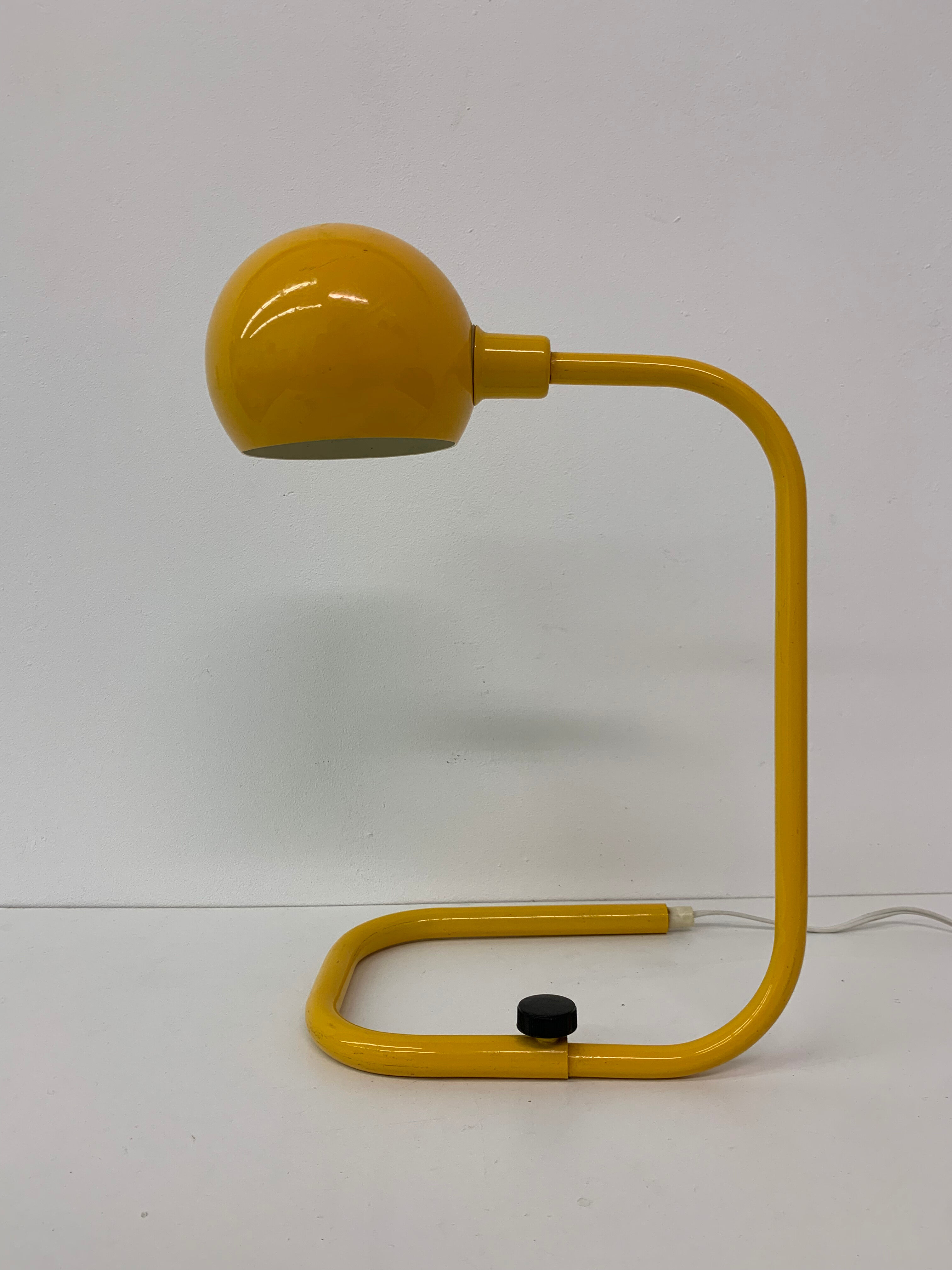 Mid-century design yellow tubular table lamp, 1970’s