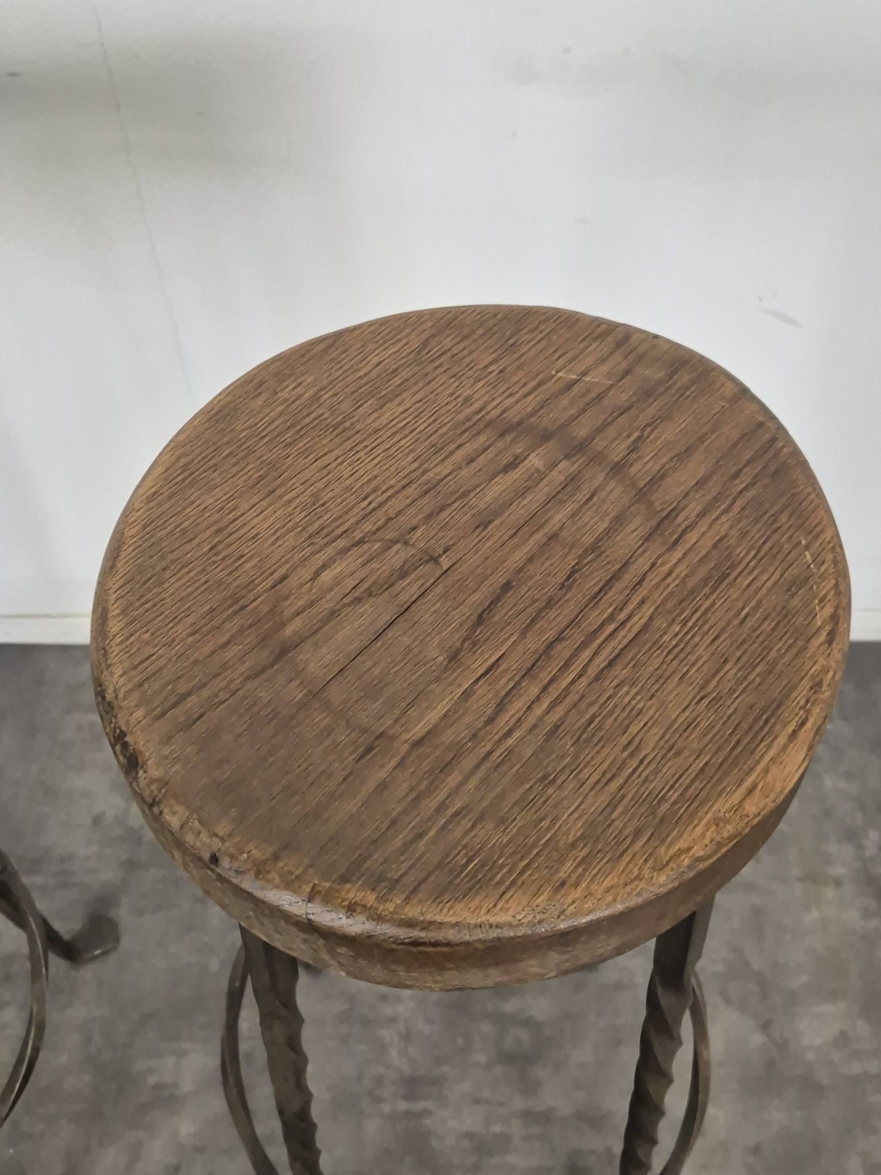 Pair of wrought iron stools