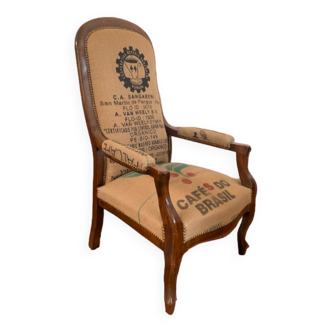 Voltaire armchair in burlap