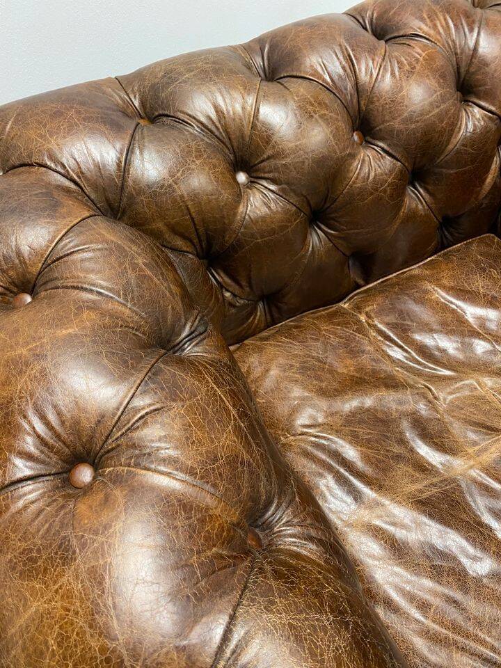 Handcrafted Brown leather Chesterfield Club Armchair