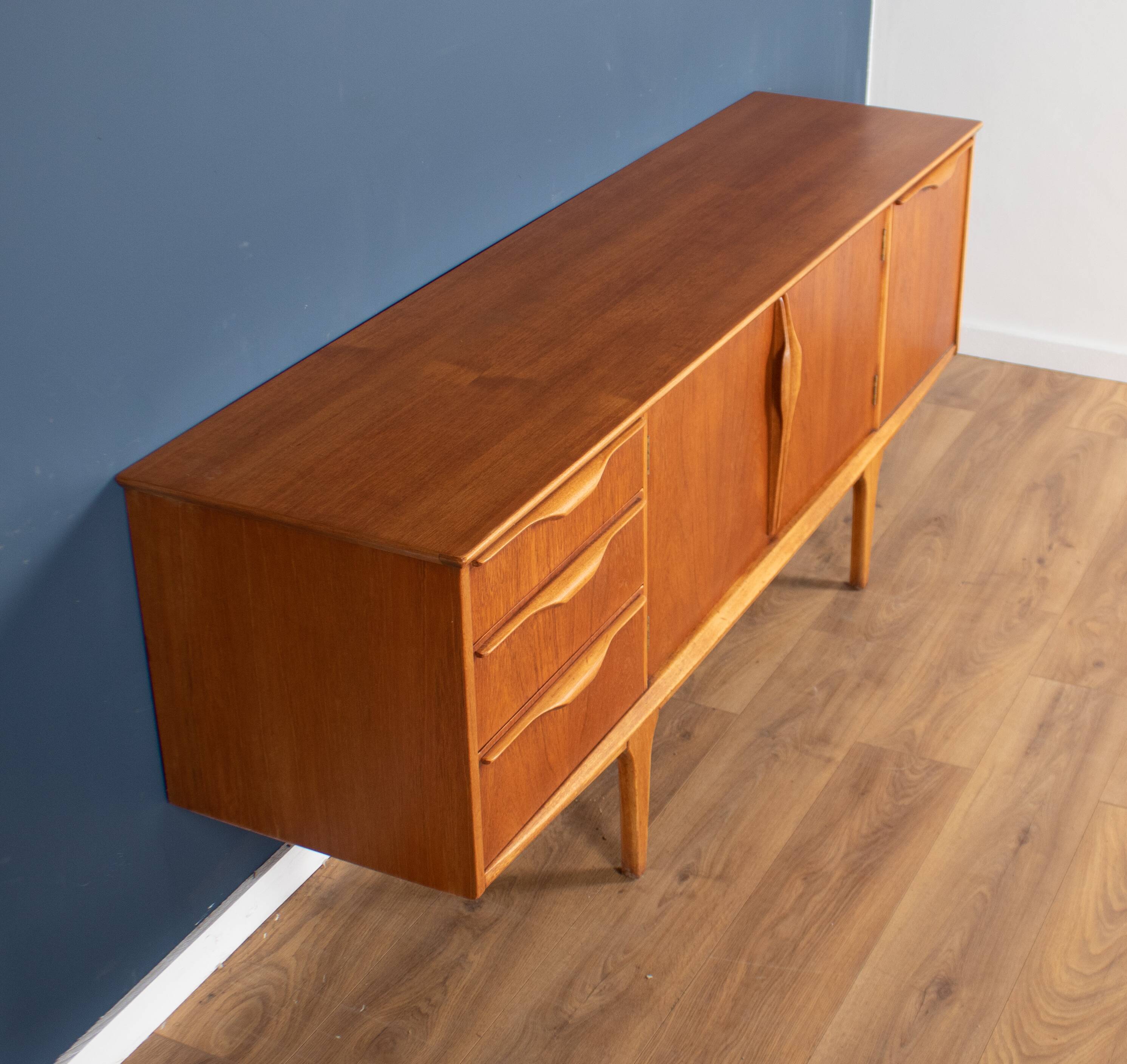 Retro 1960s teak jentique mid century sideboard with folded handles