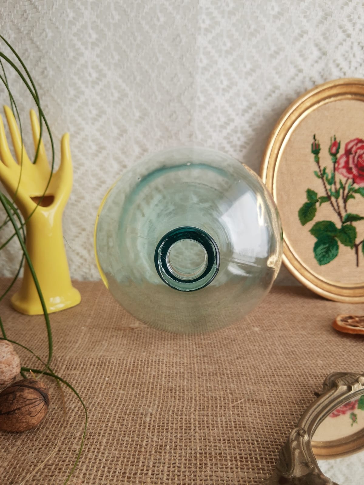 Demijohn in vintage transparent glass