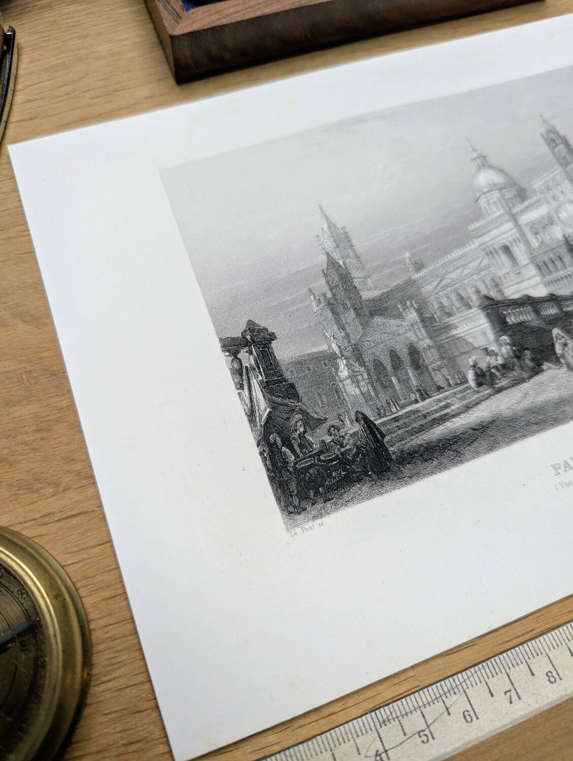 Palermo Cathedral, Sicily, old engraving, printed in 1841.