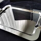 Shiny stainless steel serving platter 41.5 x 30.5 cm