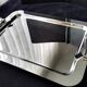 Shiny stainless steel serving platter 41.5 x 30.5 cm