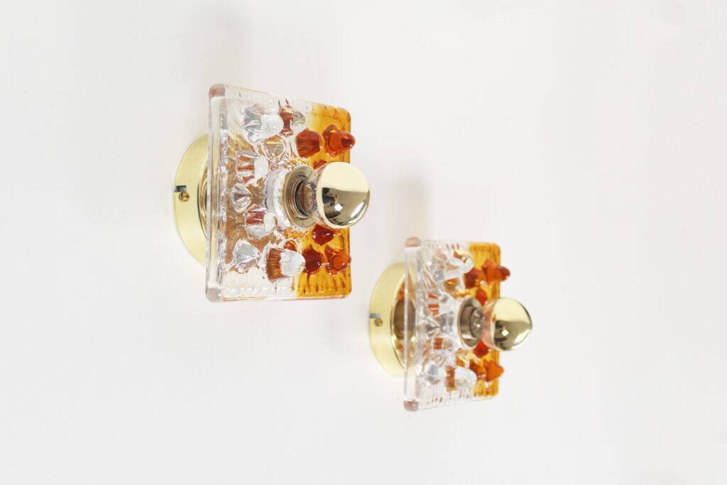 Set (2) of 1970s Murano glass wall sconces by AV Mazzega