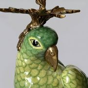 Pair of parrot candlesticks in porcelain and gilded bronze – Louis XVI style – 47 cm