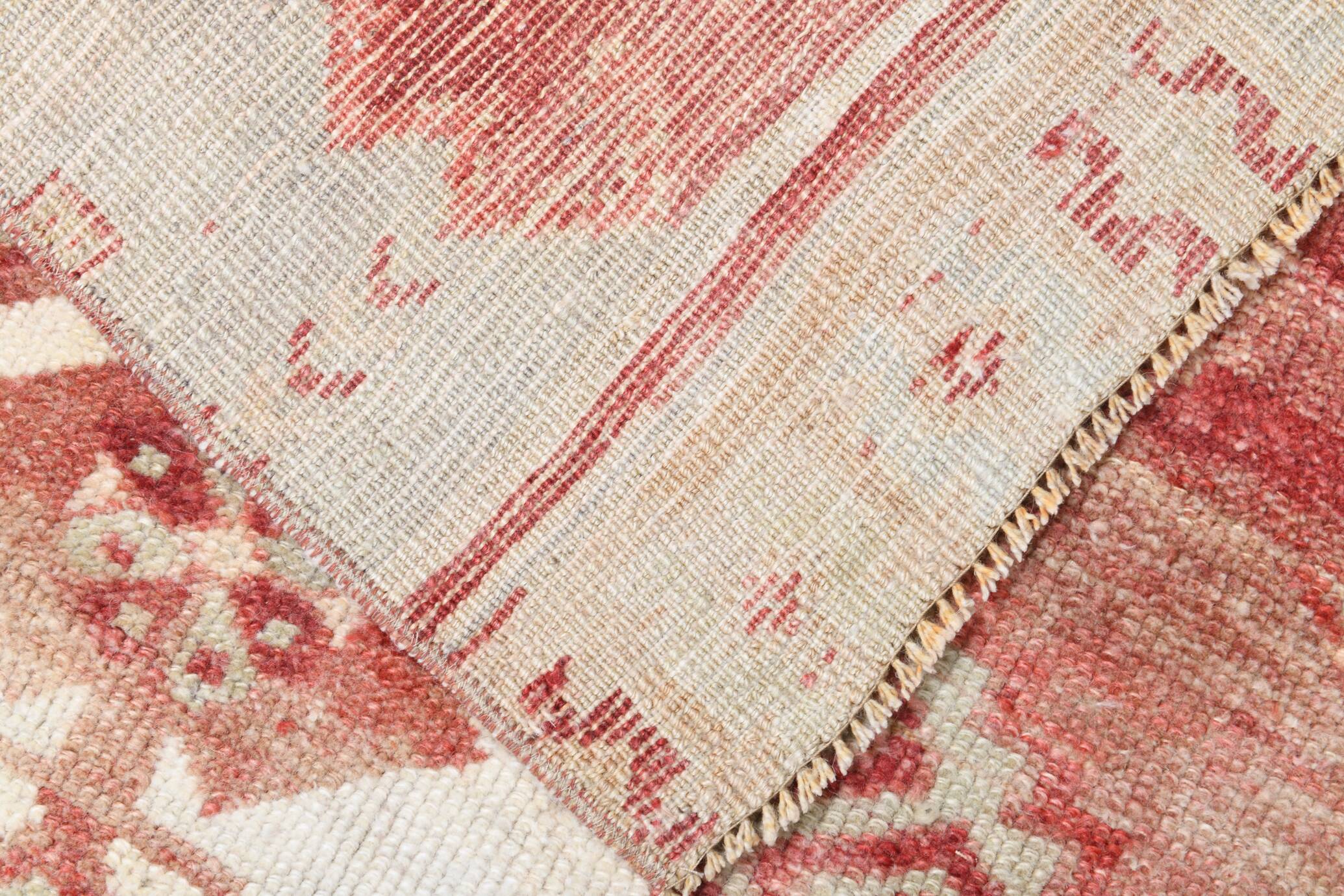 3x9 Red & Beige Geometric Pattern Persian Runner Rug, 80x280Cm