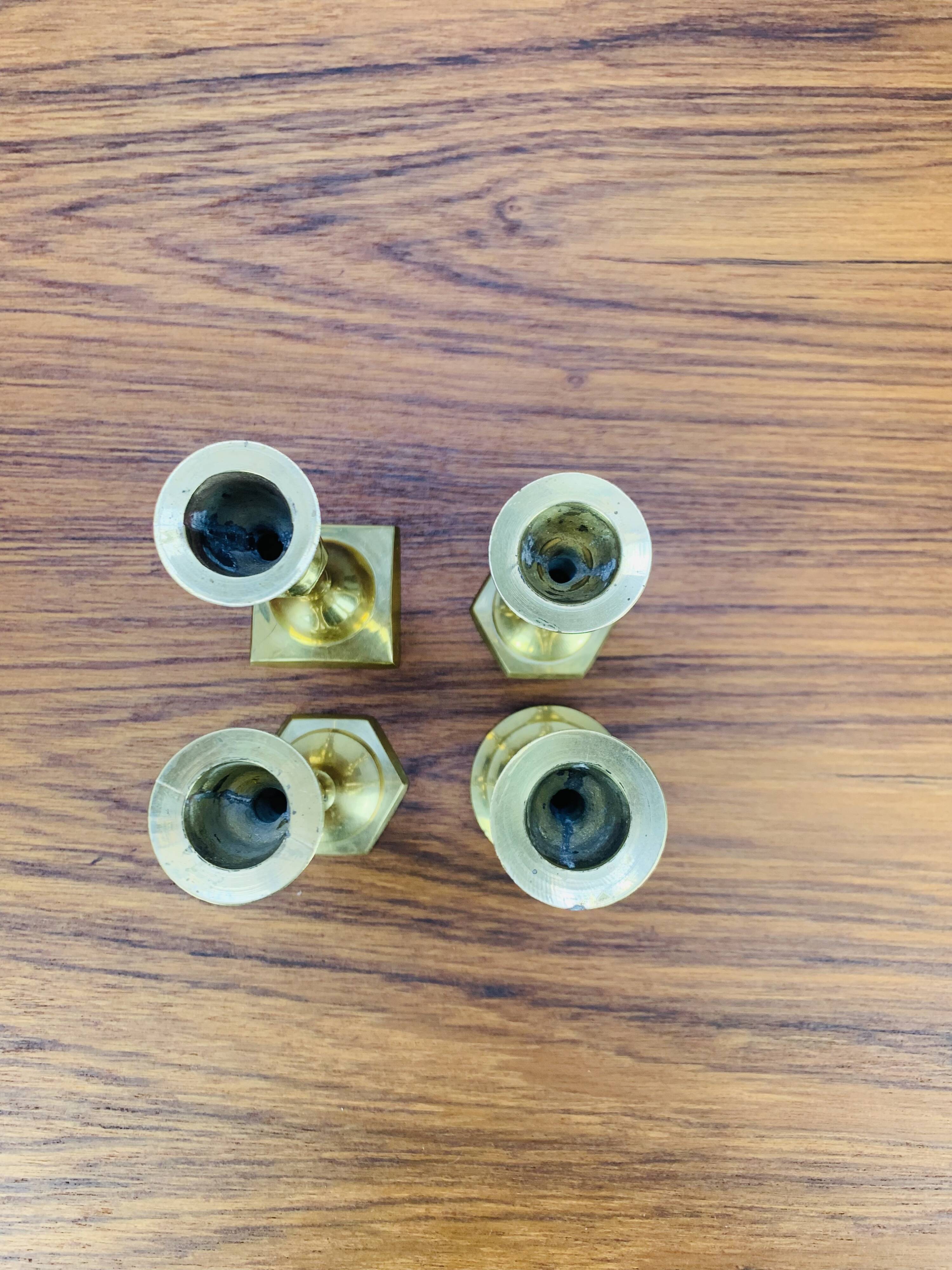 4 bougeoirs laiton doré vintage