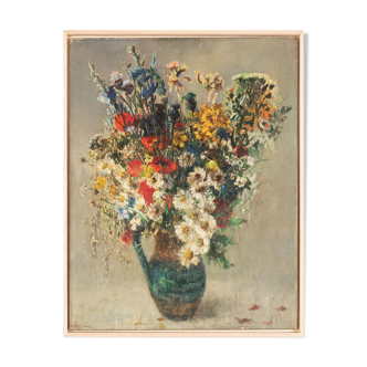 Colorful art déco flower bouquet, 53 x 68 cm