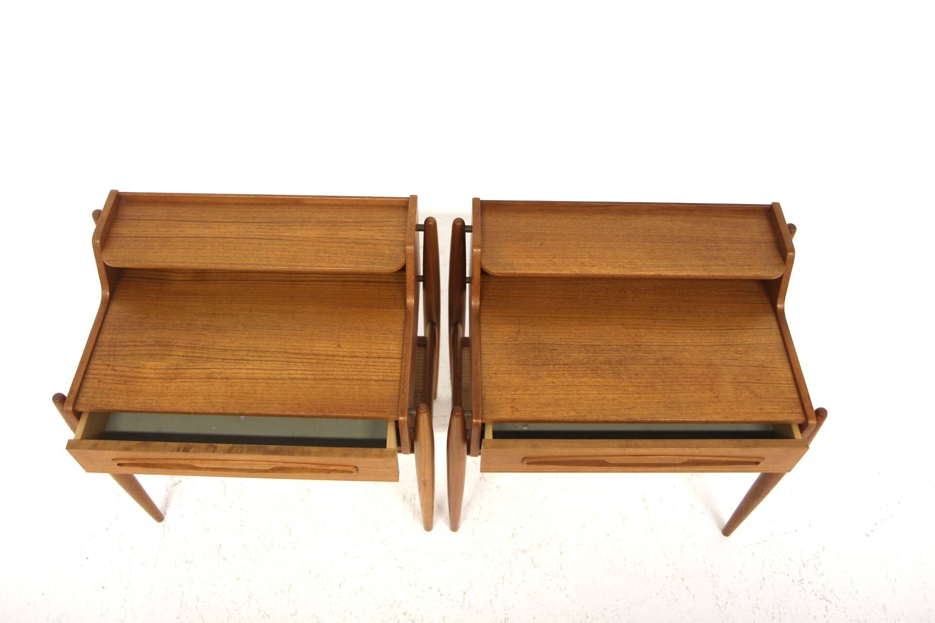 Set of 2 Scandinavian teak bedside tables, Sävjö, Sweden, 1950.