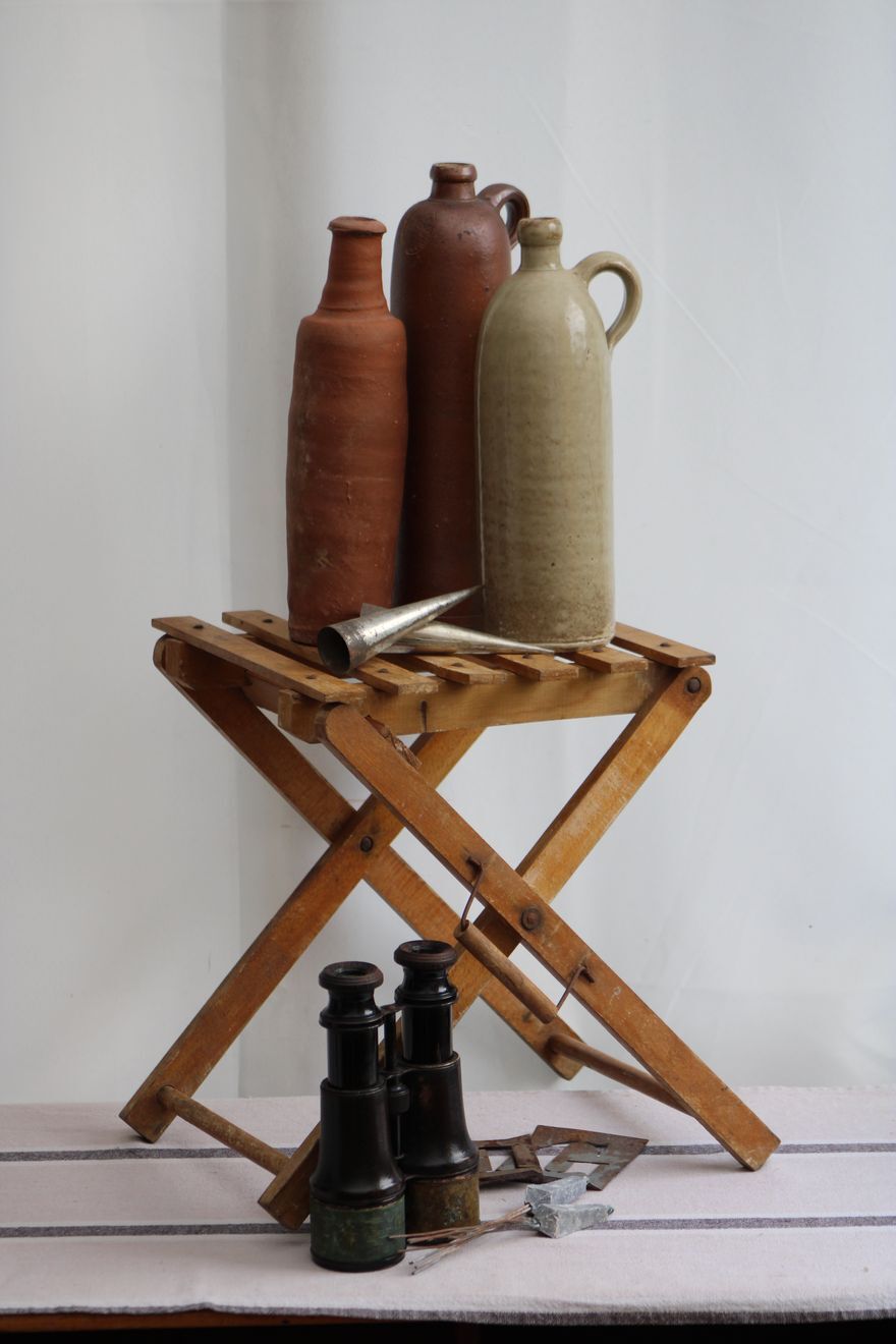 Folding wooden stool