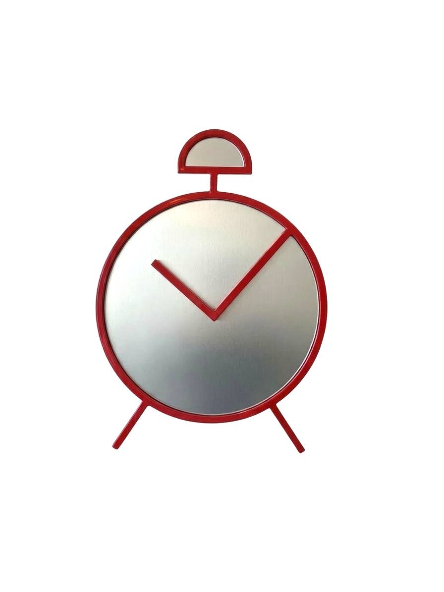 Postmodern Pop Art Design Red Wall Mirror "Clock" Shape – PILM Italy, 1980s