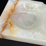 Cendrier vintage en onyx massif – Pierre naturelle sculptée, années 60/70