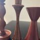 Set of 4 Scandinavian teak candlesticks