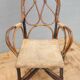 Fauteuil enfant 1890 châtaigner, rotin et velours damassé