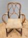 Fauteuil enfant 1890 châtaigner, rotin et velours damassé