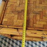 70's rattan and bamboo shelf
