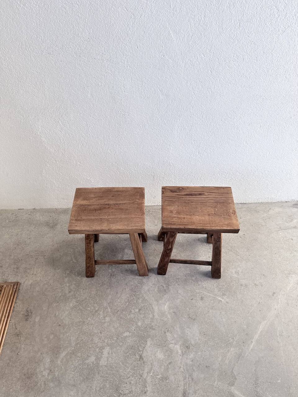 Pair of oak stools from the 1960s.