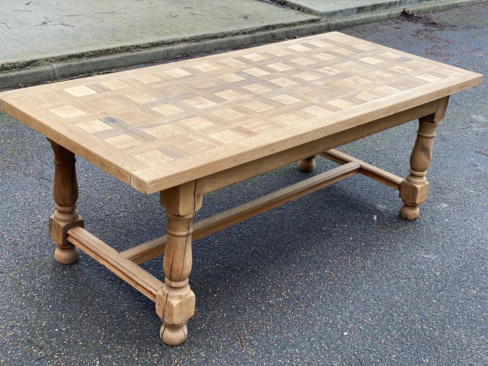 Renovated farmhouse dining table in solid oak 210cm 19th century