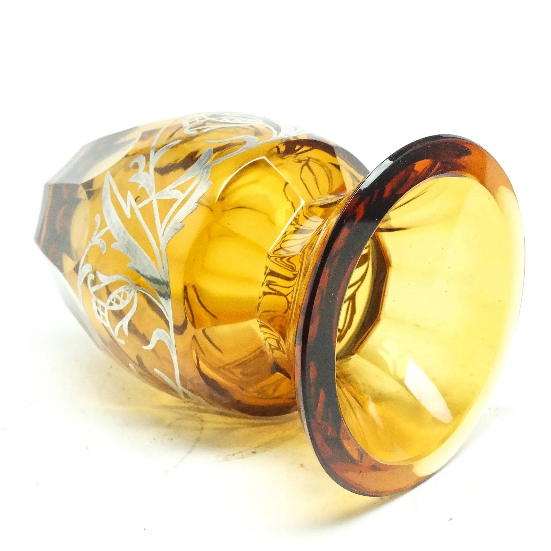 Art déco vase, honey crystal, Poland, 1930s