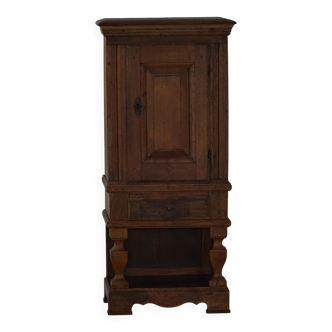 French rustic furniture in solid oak from the mid-19th century with panelled doors, baroque style.