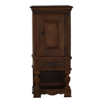 French rustic furniture in solid oak from the mid-19th century with panelled doors, baroque style.